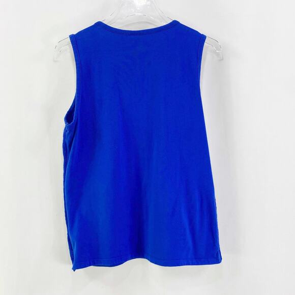RAFAELLA Blue Eyelet Sheer Sleeveless Scoop Neck Top - Picture 4 of 9